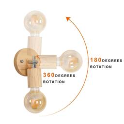 Pheashine Modern Wooden Wall Light 2-Pack Natural Wood Frame E27 Fitting in Brown - thumbnail 4