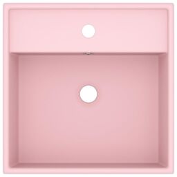Berkfield Home Luxury Basin Overflow Square Matt Pink 41x41 cm Ceramic - thumbnail 3