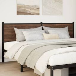 Berkfield Home Headboard Brown Oak 190 cm Engineered Wood & Steel - thumbnail 2