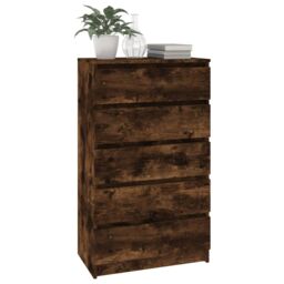 Berkfield Home Drawer Cabinet Smoked Oak 60x36x103 cm Engineered Wood in Brown - Size: 60 x 36 x 103 cm - thumbnail 4