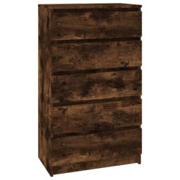 Berkfield Home Drawer Cabinet Smoked Oak 60x36x103 cm Engineered Wood in Brown - Size: 60 x 36 x 103 cm - thumbnail 2