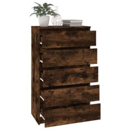 Berkfield Home Drawer Cabinet Smoked Oak 60x36x103 cm Engineered Wood in Brown - Size: 60 x 36 x 103 cm - thumbnail 5
