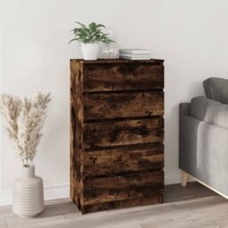 Berkfield Home Drawer Cabinet Smoked Oak 60x36x103 cm Engineered Wood in Brown - Size: 60 x 36 x 103 cm - thumbnail 1