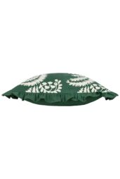 Paoletti Montrose 100% Cotton Fringed Leaf Cushion in Bottle Green - Size: 50 cm x 50 cm - thumbnail 3