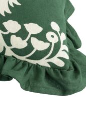 Paoletti Montrose 100% Cotton Fringed Leaf Cushion in Bottle Green - Size: 50 cm x 50 cm - thumbnail 4