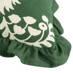Paoletti Montrose 100% Cotton Fringed Leaf Cushion in Bottle Green - Size: 50 cm x 50 cm - thumbnail 5