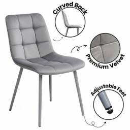KOSY KOALA Oak Effect Dining Table Set With 6 Grey Velvet Chairs Dining Furnitur - thumbnail 7