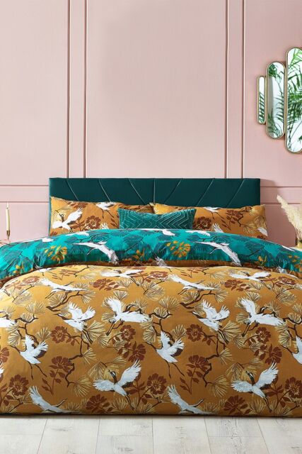 Furn Demoiselle Botanical Reversible Duvet Cover Set in Mustard - Size: Single - image 1