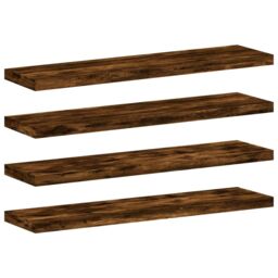 Berkfield Home Wall Shelves 4 pcs Smoked Oak 40x10x1.5 cm Engineered Wood in Brown - thumbnail 2