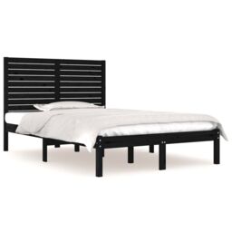 Berkfield Home Bed Frame Black Solid Wood 140x190 cm - thumbnail 2