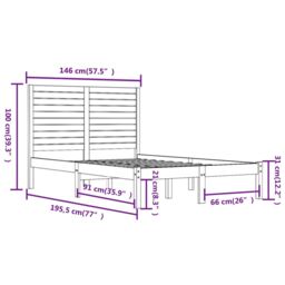 Berkfield Home Bed Frame Black Solid Wood 140x190 cm - thumbnail 6