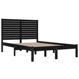 Berkfield Home Bed Frame Black Solid Wood 140x190 cm - thumbnail 4