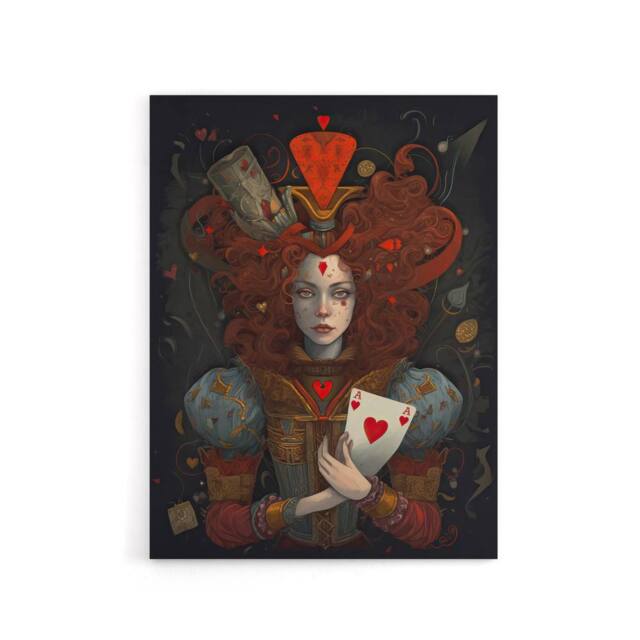 "Artery8 Wonderland Queen Of Hearts Portrait Canvas Wall Art Print in Red - Size: W18"" x H24""" - image 1
