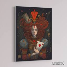 "Artery8 Wonderland Queen Of Hearts Portrait Canvas Wall Art Print in Red - Size: W18"" x H24""" - thumbnail 2