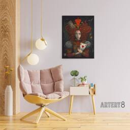 "Artery8 Wonderland Queen Of Hearts Portrait Canvas Wall Art Print in Red - Size: W18"" x H24""" - thumbnail 3