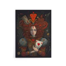 "Artery8 Wonderland Queen Of Hearts Portrait Canvas Wall Art Print in Red - Size: W18"" x H24""" - thumbnail 1