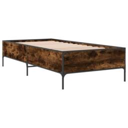 Berkfield Home Bed Frame without Mattress Smoked Oak 90x190 cm Single in Brown - thumbnail 6