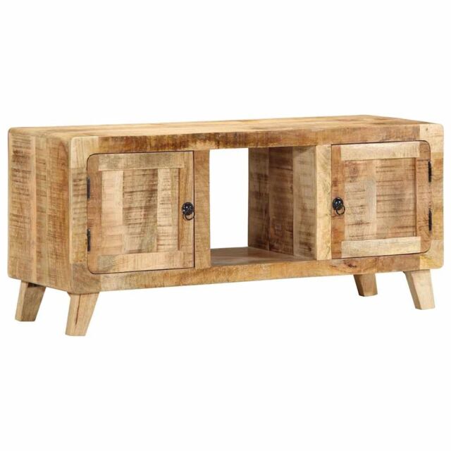 Berkfield Home TV Cabinet 105x46x32 cm Solid Wood Rough Mango in Brown - Size: 105 x 46 x 32 cm - image 1