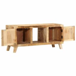 Berkfield Home TV Cabinet 105x46x32 cm Solid Wood Rough Mango in Brown - Size: 105 x 46 x 32 cm - thumbnail 5