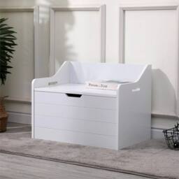 Havendro WOODEN TOY BOX LARGE WHITE STORAGE UNIT KIDS TOYS BEDROOM CHEST in Warm White - Size: 100g - thumbnail 2