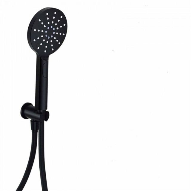 Clifton Shower Round Outlet Elbow with Wall Bracket & Shower Handset Black - image 1