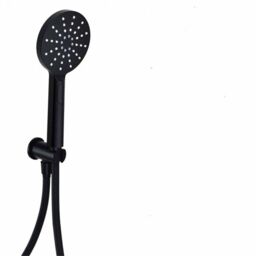 Clifton Shower Round Outlet Elbow with Wall Bracket & Shower Handset Black - thumbnail 1