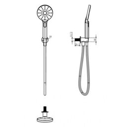 Clifton Shower Round Outlet Elbow with Wall Bracket & Shower Handset Black - thumbnail 2