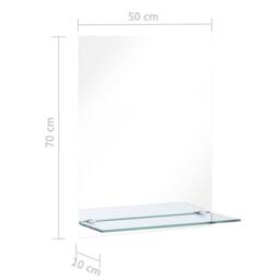 Berkfield Home Wall Mirror with Shelf 50x70 cm Tempered Glass in Silver - thumbnail 6