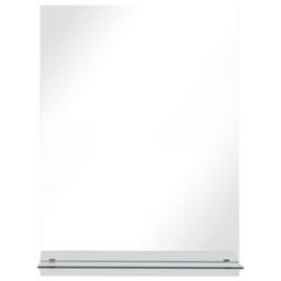 Berkfield Home Wall Mirror with Shelf 50x70 cm Tempered Glass in Silver - thumbnail 3