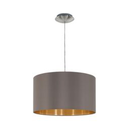 Loops Pendant Light Colour Satin Nickel Shade Cappuccino Gold Fabric Bulb E27 1x60W in Metallics