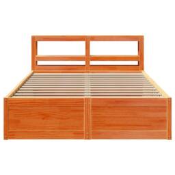Berkfield Home Bed Frame with Headboard Wax Brown 120x190 cm Small Double Solid… - thumbnail 4