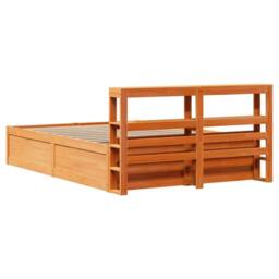 Berkfield Home Bed Frame with Headboard Wax Brown 120x190 cm Small Double Solid… - thumbnail 8