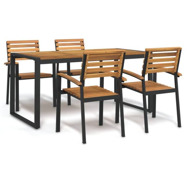 Berkfield Home 5 Piece Garden Dining Set Solid Wood Acacia & Metal in Brown - image 1
