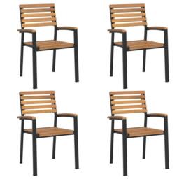 Berkfield Home 5 Piece Garden Dining Set Solid Wood Acacia & Metal in Brown - thumbnail 3