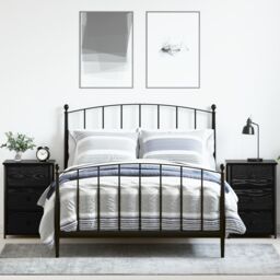 Berkfield Home Black Oak Nightstand Set Black Oak Engineered Wood Medium Drawers - thumbnail 1
