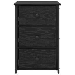 Berkfield Home Black Oak Nightstand Set Black Oak Engineered Wood Medium Drawers - thumbnail 7
