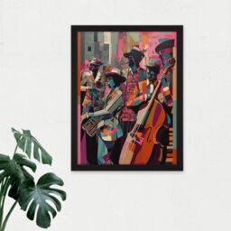 Artery8 Wall Art Print New Orleans Jazz Festival Musicians Warming Up in the City Street Abstract Modern Painting Large Framed Wall Décor Art - thumbnail 2