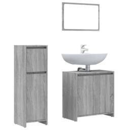 Berkfield Home 3 Piece Bathroom Furniture Set Grey Sonoma Engineered Wood - thumbnail 1
