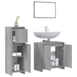 Berkfield Home 3 Piece Bathroom Furniture Set Grey Sonoma Engineered Wood - thumbnail 4