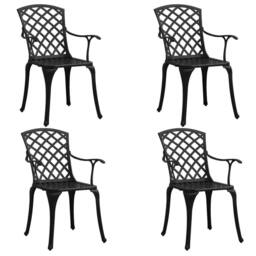 Berkfield Home Beautiful 5 Piece Bistro Set Cast Aluminium Black - thumbnail 1