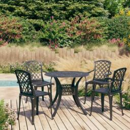 Berkfield Home Beautiful 5 Piece Bistro Set Cast Aluminium Black - thumbnail 2