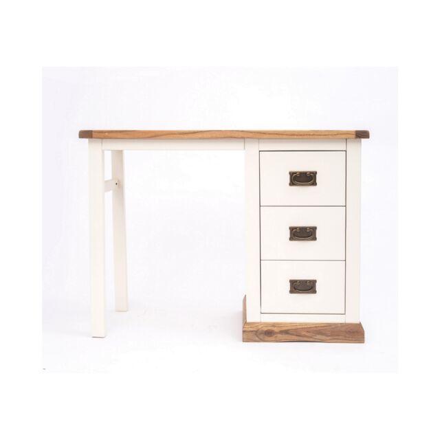 Cabinet Bits Tropea 3 Drawer Desk - Dressing Table Brass Drop Handle in Off-White - image 1