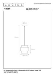 Lucide 'FIRMIN' Dimmable Adjustable Height Stylish Indoor Pendant Light 1xE27 in Gold - thumbnail 6