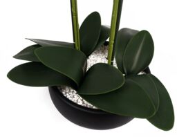 Leaf Artificial 60cm Orchid Yellow Black Ceramic Planter in Green - thumbnail 6