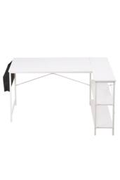 H&O Direct White L-Shaped Office Desk with Hanging Storage Bag & Shelves - thumbnail 5