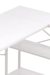 H&O Direct White L-Shaped Office Desk with Hanging Storage Bag & Shelves - thumbnail 7