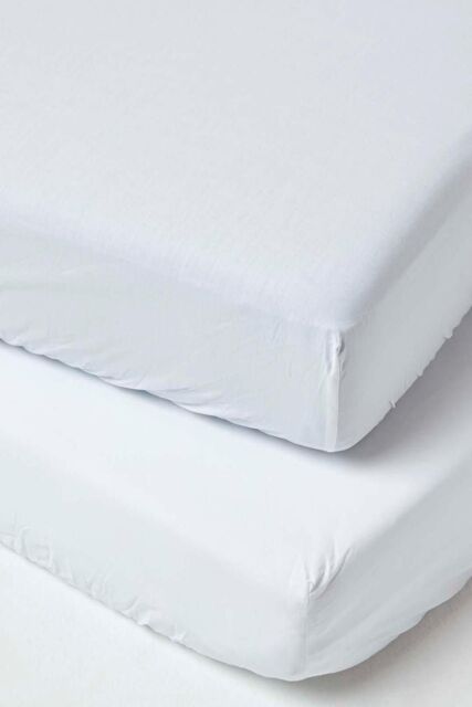 Homescapes Cotton Cot Bed Fitted Sheets 200 Thread Count, 2 Pack in White - image 1