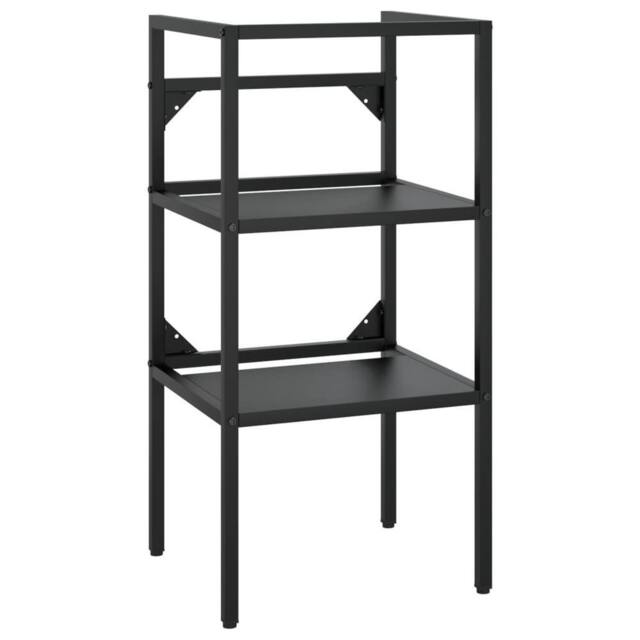 Berkfield Home Elegant Bathroom Washbasin Frame with Built-in Basin Black Iron - image 1