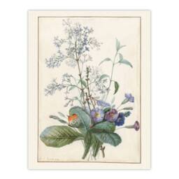 "Artery8 Bouquet of Flowers with Insects Redoute Vintage Wall Art Print Poster in White - Size: W12"" x H16""" - thumbnail 1
