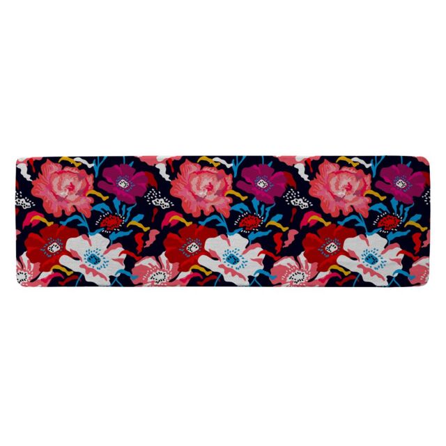 Benjamin Tate Design Bright Flowers On Dark Background Runner Rug in Natural - Size: 67 cm x 230 cm - image 1